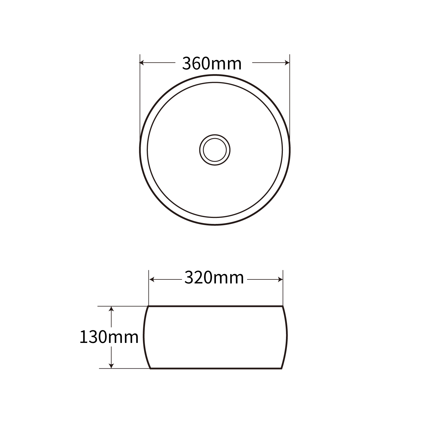 structure chart of MC-1212, countertop sink produced by meilong ceramics company